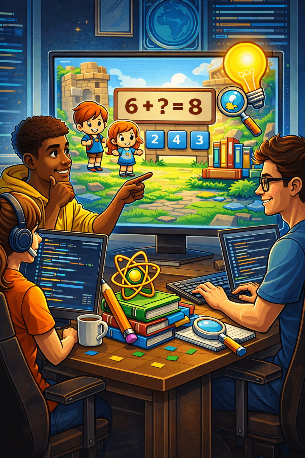 Crianças aprendendo com JCSGames